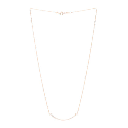 Tiffany 18K Rose Gold Diamond Small T Smile Pendant Necklace 3 of 5