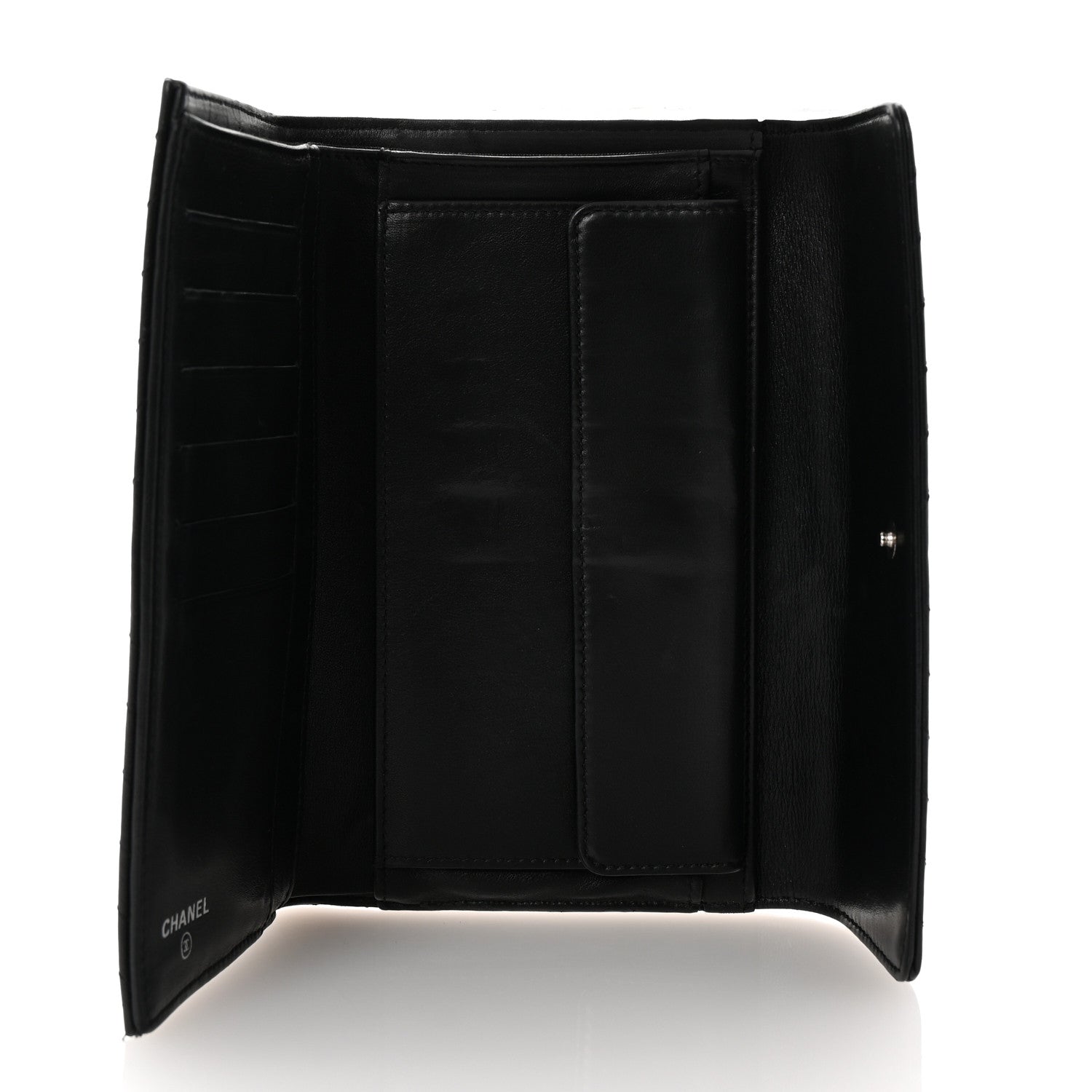 Chanel Cafskin Chevron Quilted Flap Wallet Black 5 of 8