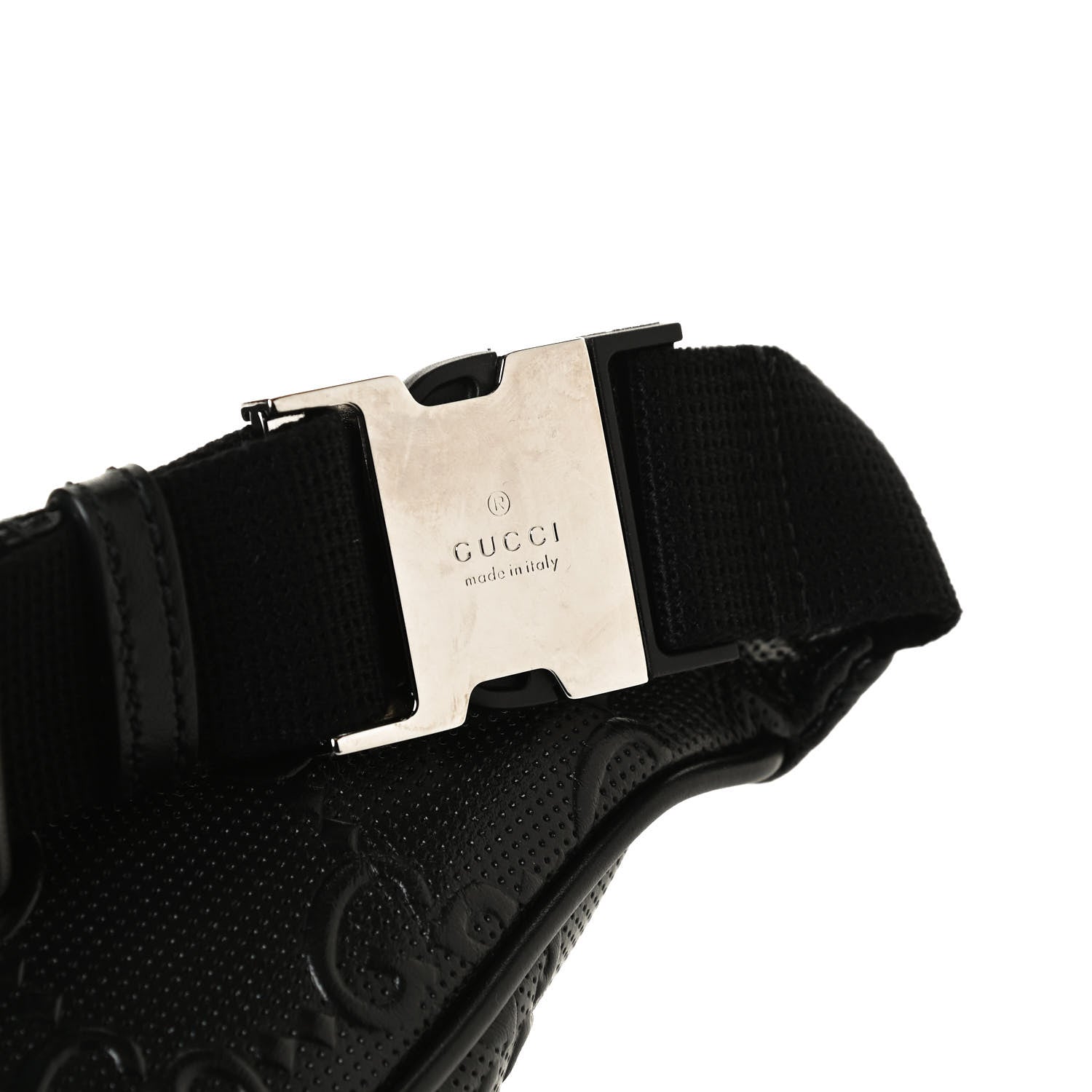 Gucci Calfskin GG Tennis Embossed Pocket Belt Bag Black 13 of 14