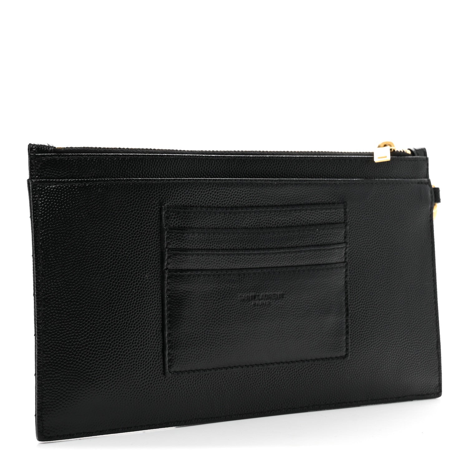 Saint Laurent Grain De Poudre Chevron Monogram Large Bill Pouch Black 3 of 8