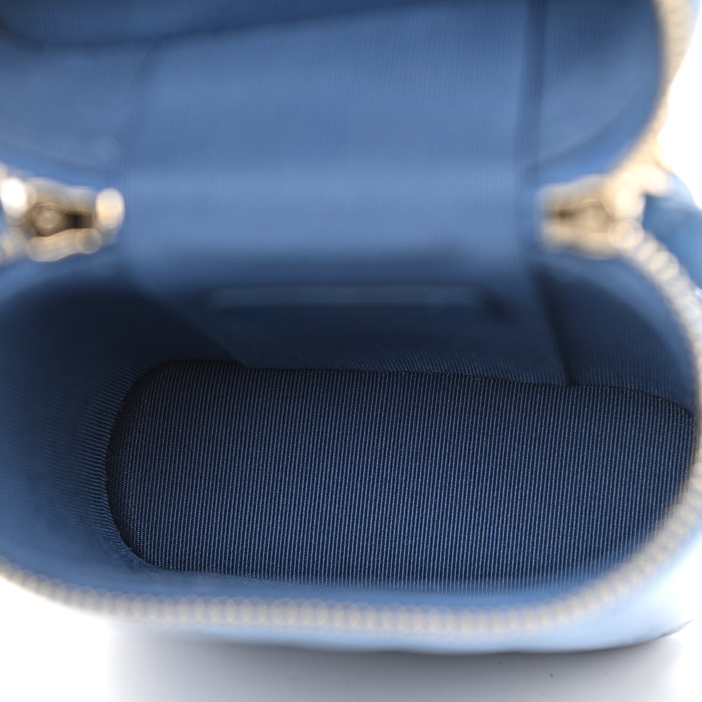 Caviar Quilted Phone Holder With Chain Blue