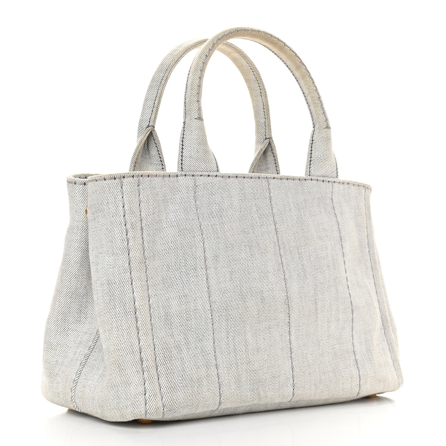 Prada Denim Small Logo Tote Bianco 2 of 9