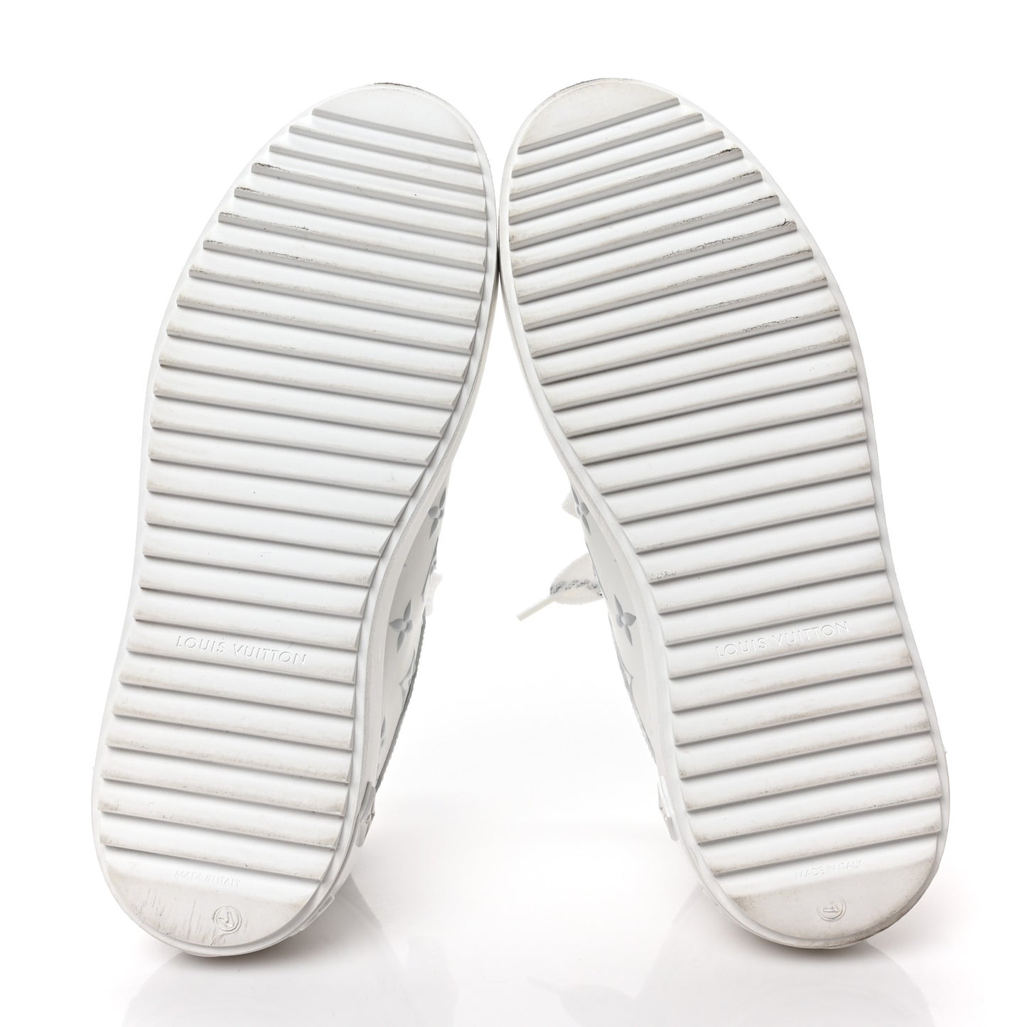 Calfskin Monogram Debossed Time Out Sneakers 39 White Silver