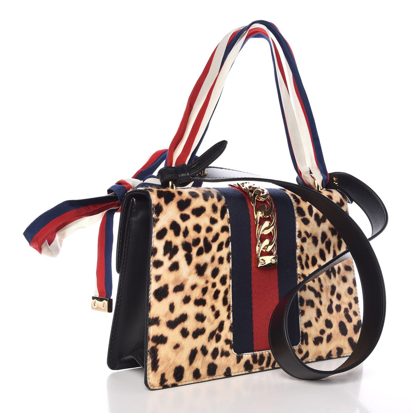 Calf Hair Leopard Print Small Sylvie Shoulder Bag Naturale Black