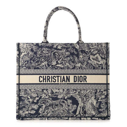 Christian Dior Canvas Embroidered Large Dioriviera Toile De Jouy Reverse Book Tote Blue 1 of 11