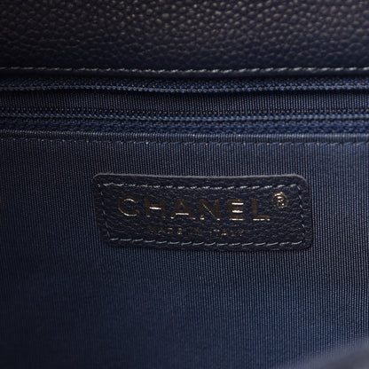 Chanel Caviar Chevron Quilted Large Puffy CC Flap Navy 6 of 8