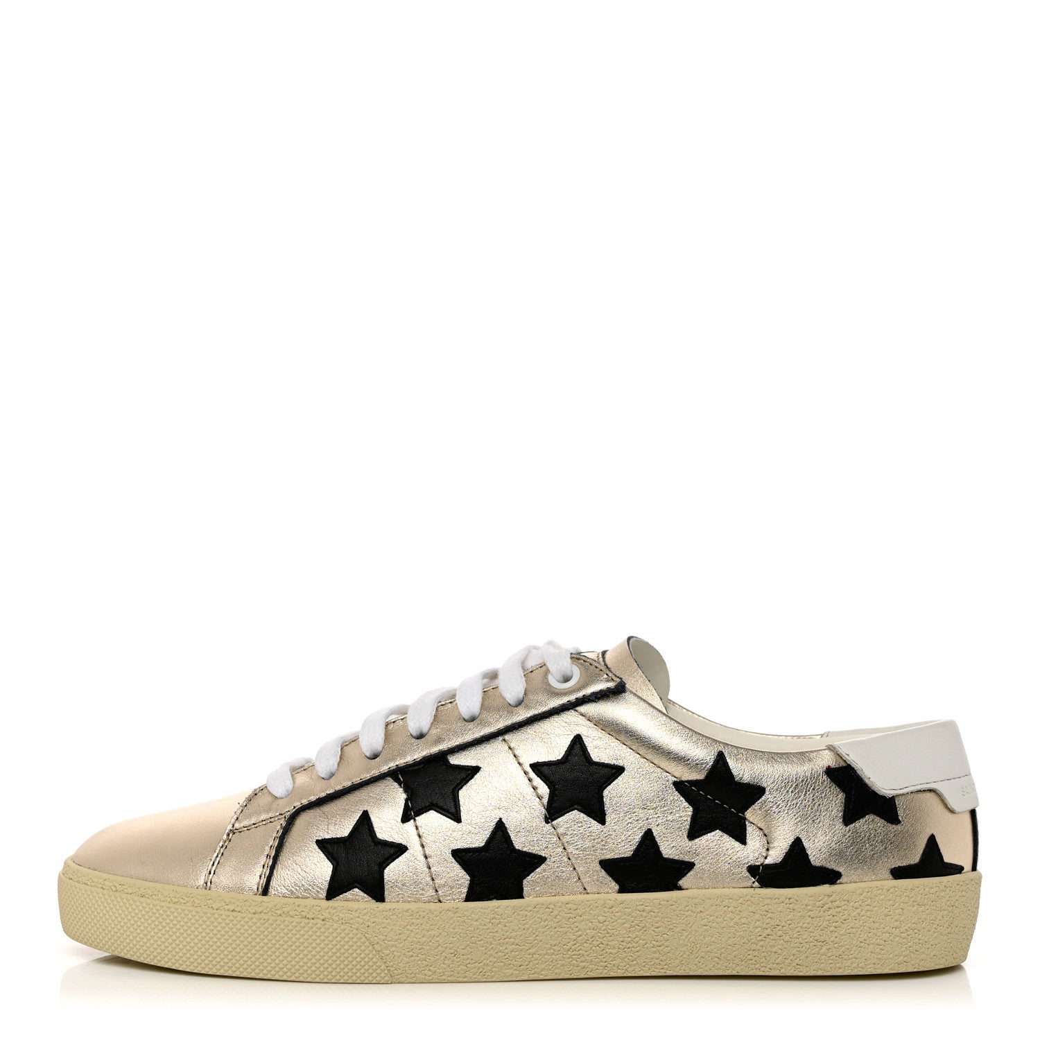 Saint Laurent Calfskin Star Court Sneakers 40 Gold Black 1 of 9