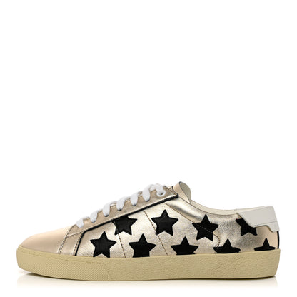 Saint Laurent Calfskin Star Court Sneakers 40 Gold Black 1 of 9