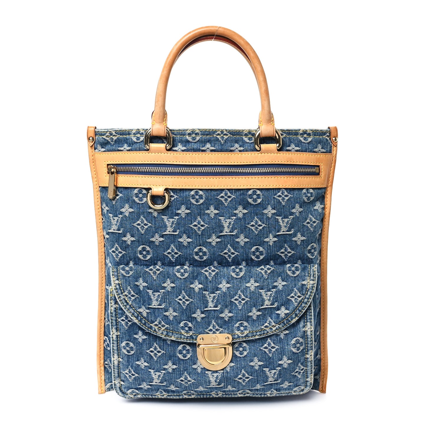 Monogram Denim Sac Plat Blue