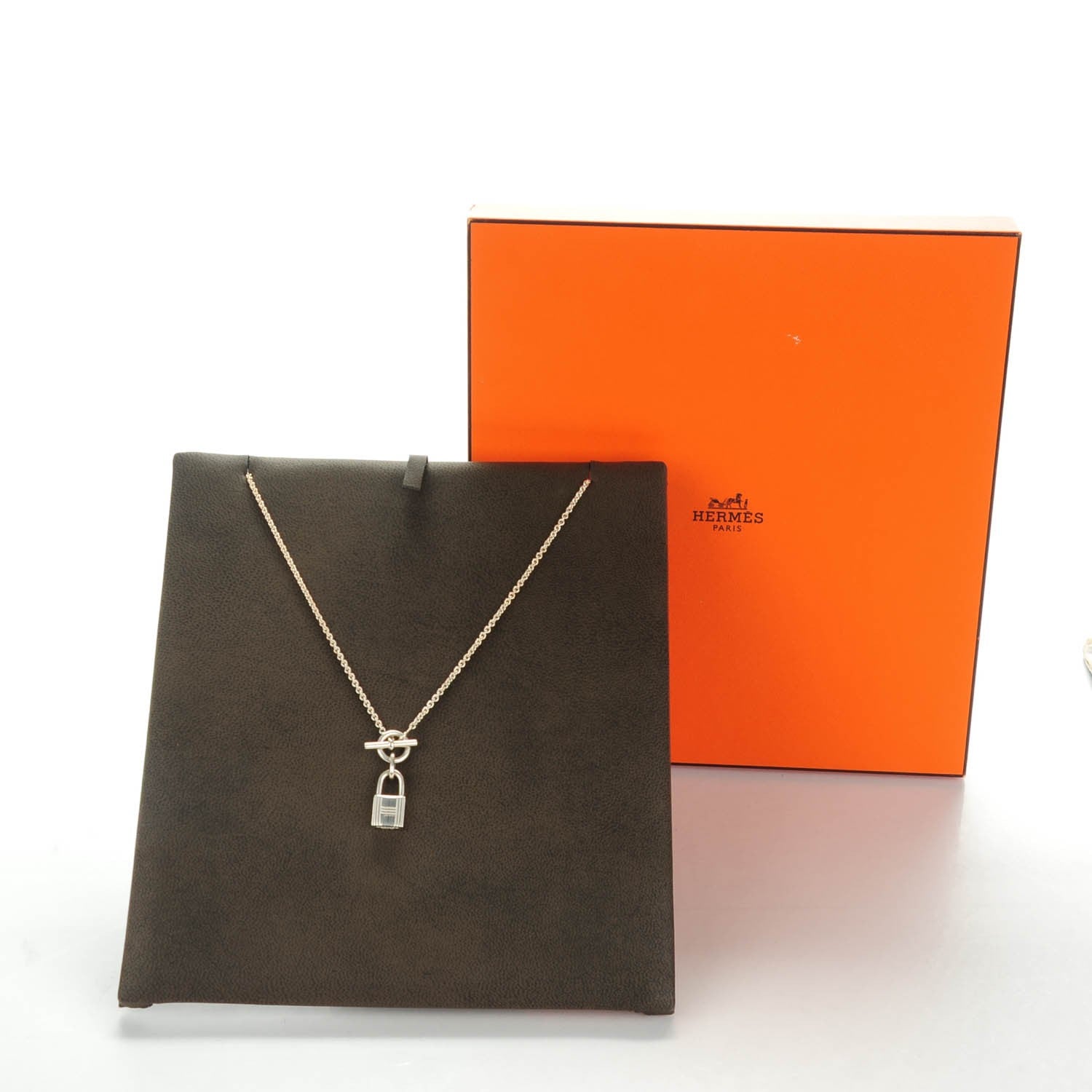 Hermes Sterling Silver Cadenas Kelly Lock Pendant Necklace 4 of 5