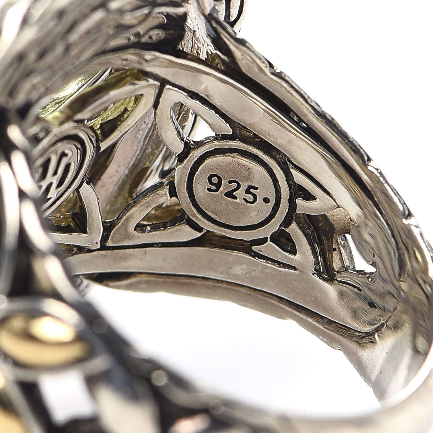 John Hardy Sterling Silver 18K Yellow Gold Peridot Tsavorite Batu Kawung Ring 55 7.25 7 of 7