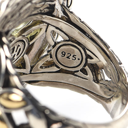 John Hardy Sterling Silver 18K Yellow Gold Peridot Tsavorite Batu Kawung Ring 55 7.25 7 of 7
