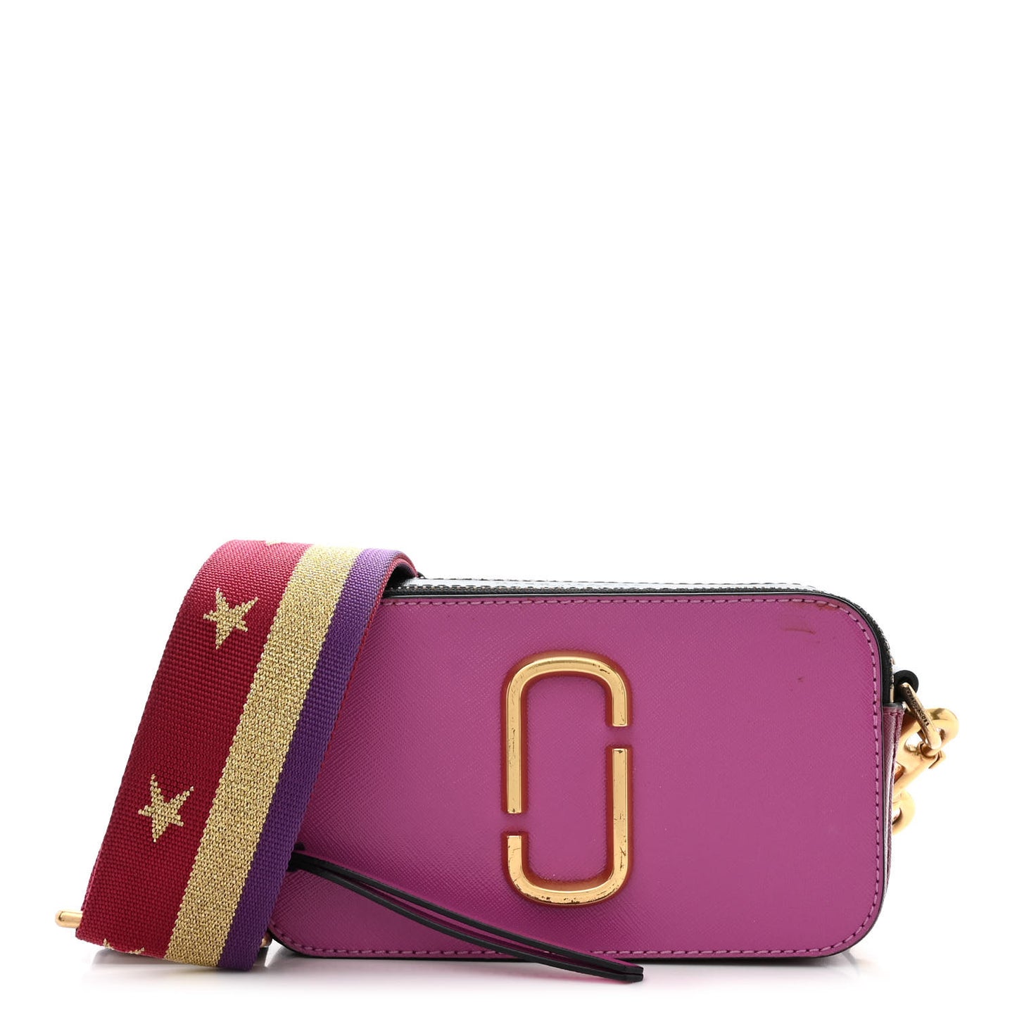 Saffiano Small Snapshot Camera Bag Purple Gold