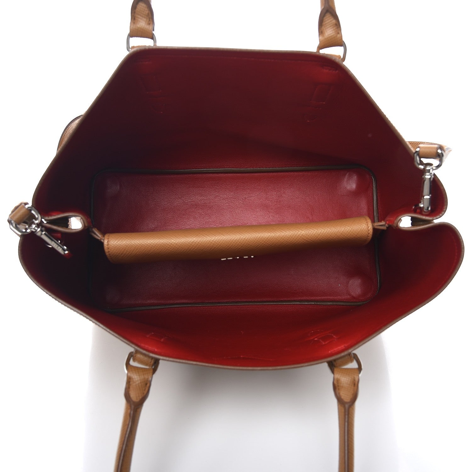 Prada Saffiano Cuir Medium Double Bag Caramel 5 of 7