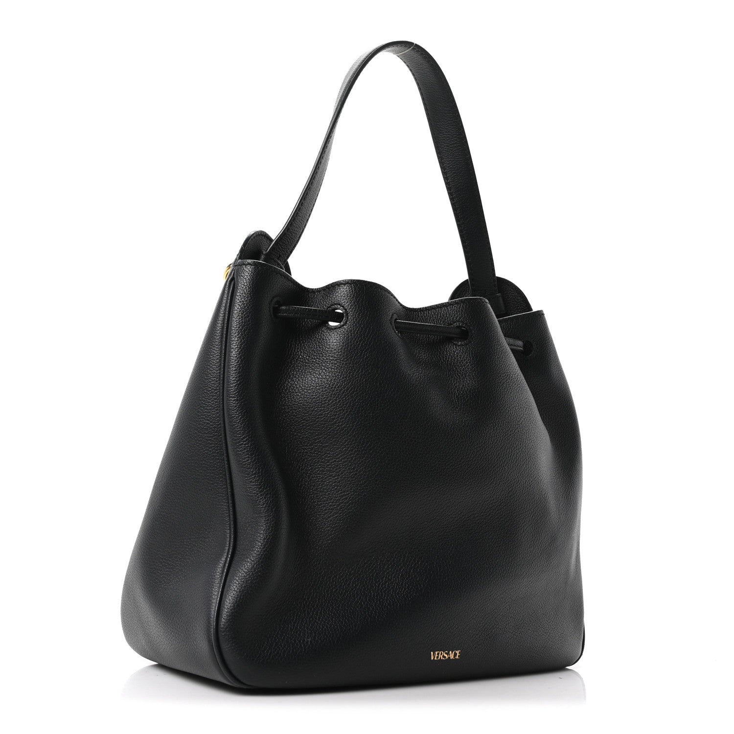 Versace Grained Calfskin La Medusa Bucket Bag Black 3 of 10