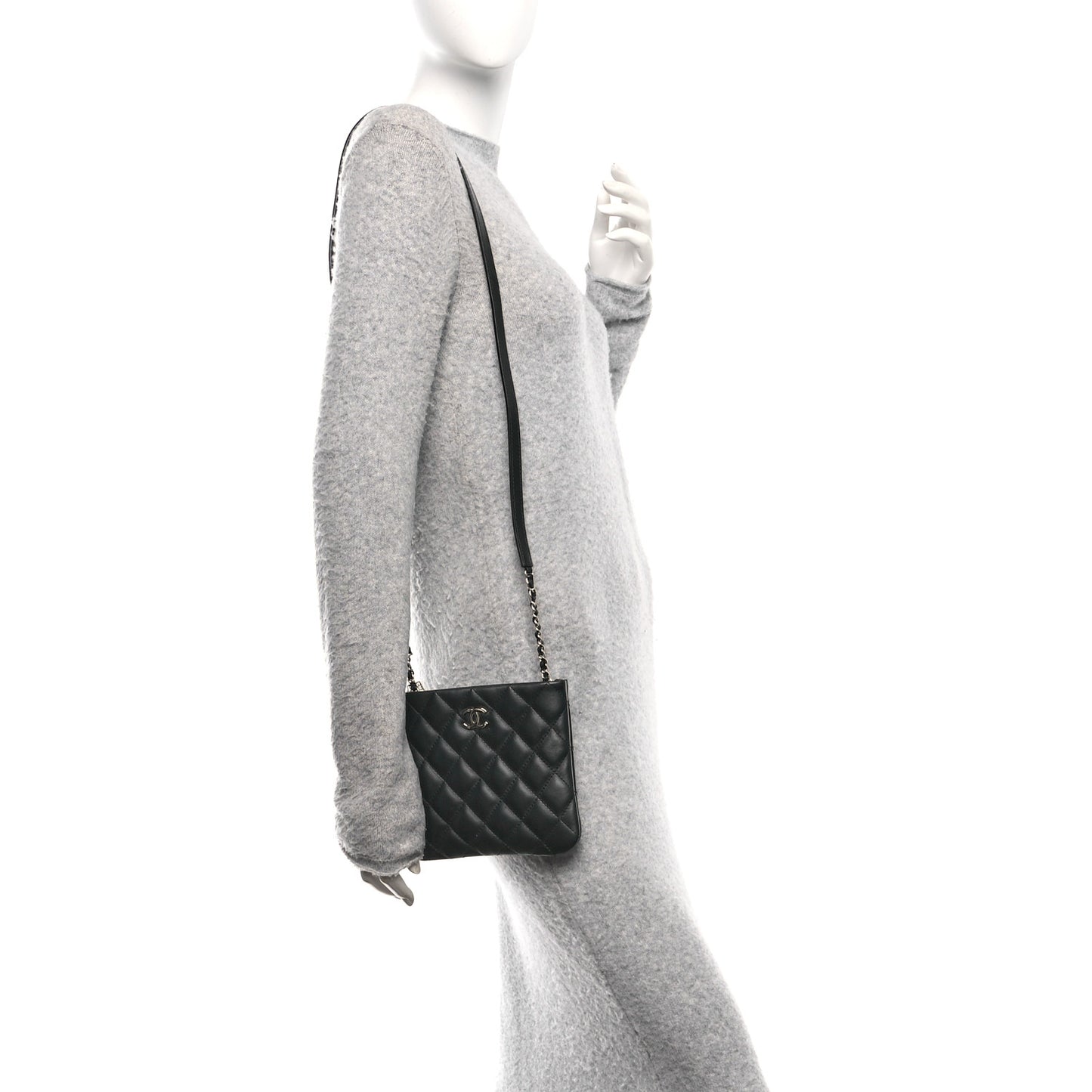 Lambskin Quilted Uniform Crossbody Bag Black