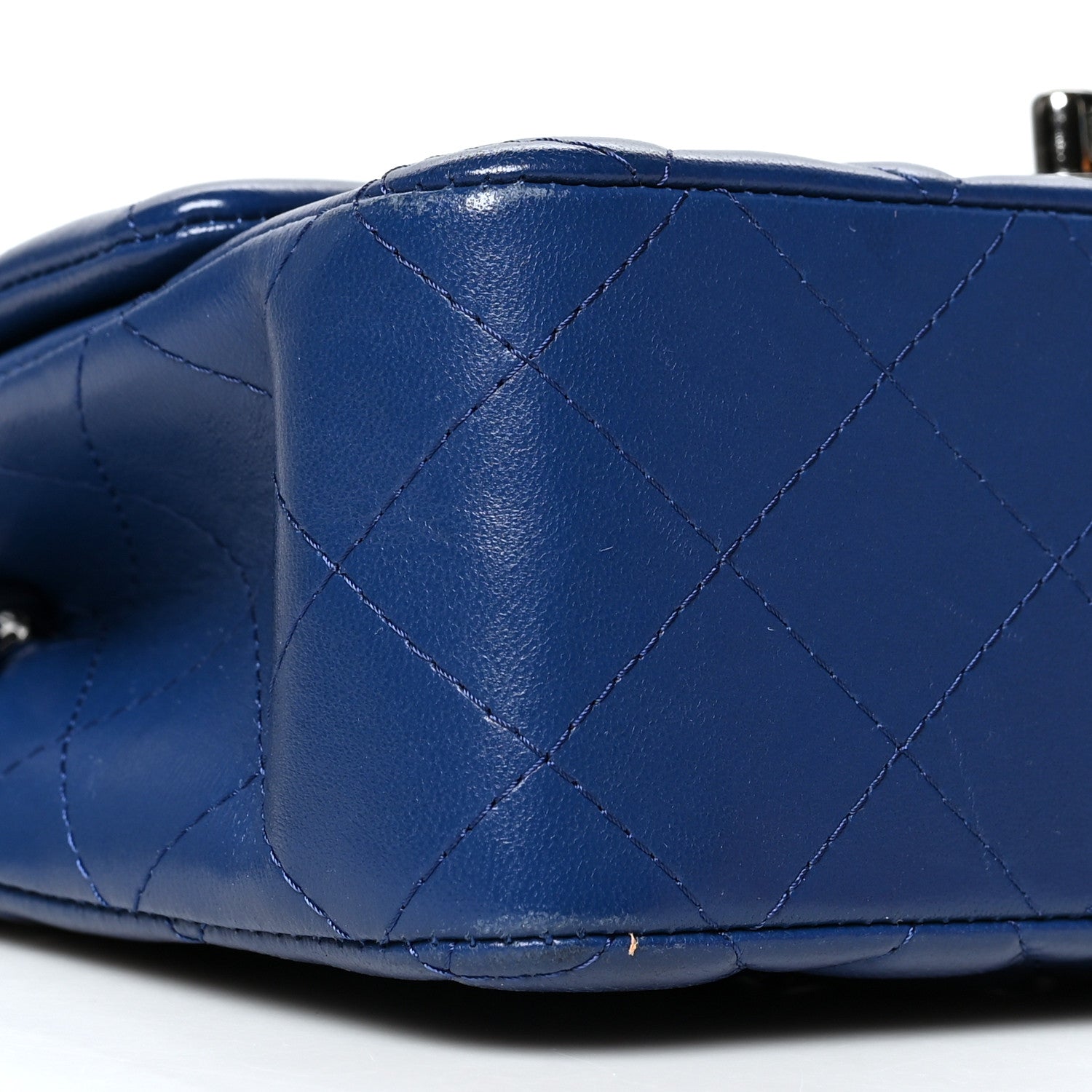 Chanel Lambskin Quilted Mini Rectangular Flap Dark Blue 9 of 10