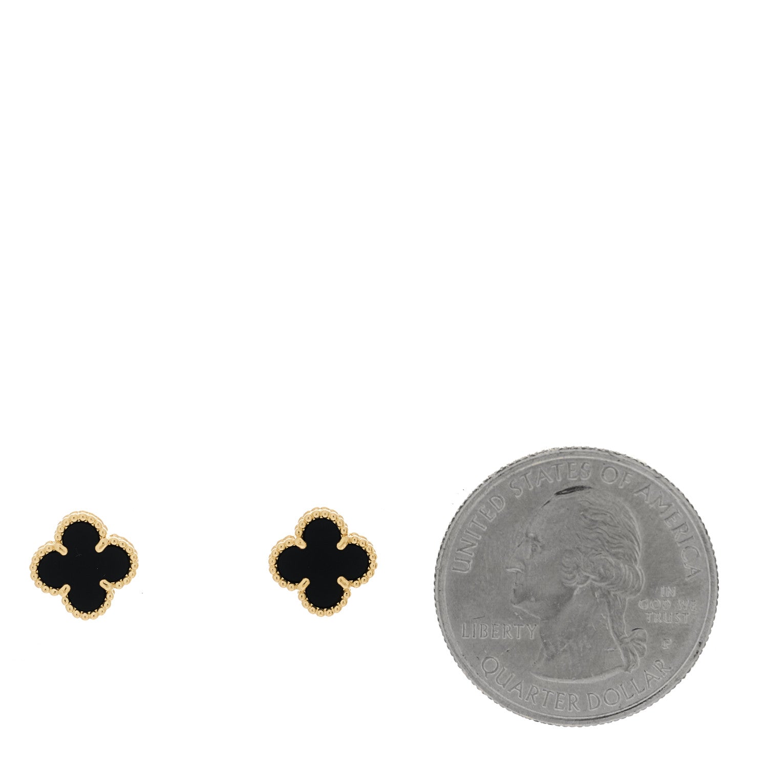 Van Cleef & Arpels 18K Yellow Gold Black Onyx Sweet Alhambra Earrings 2 of 4