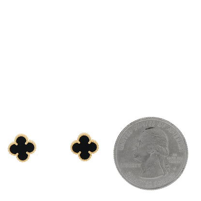 Van Cleef & Arpels 18K Yellow Gold Black Onyx Sweet Alhambra Earrings 2 of 4