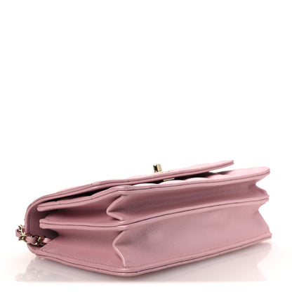 Chanel Pearly Lambskin Quilted Charms Wallet On Chain WOC Light Pink 4 of 12