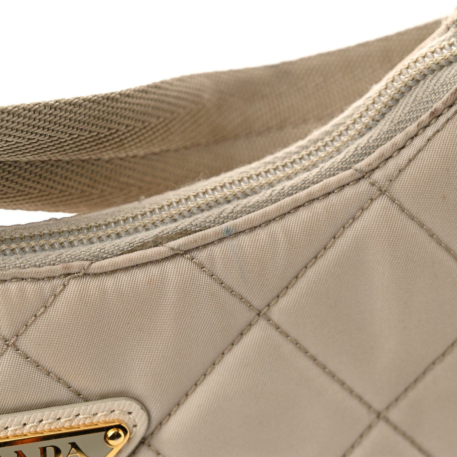 Prada Tessuto Nylon Stitched Shoulder Bag Pomice 13 of 13