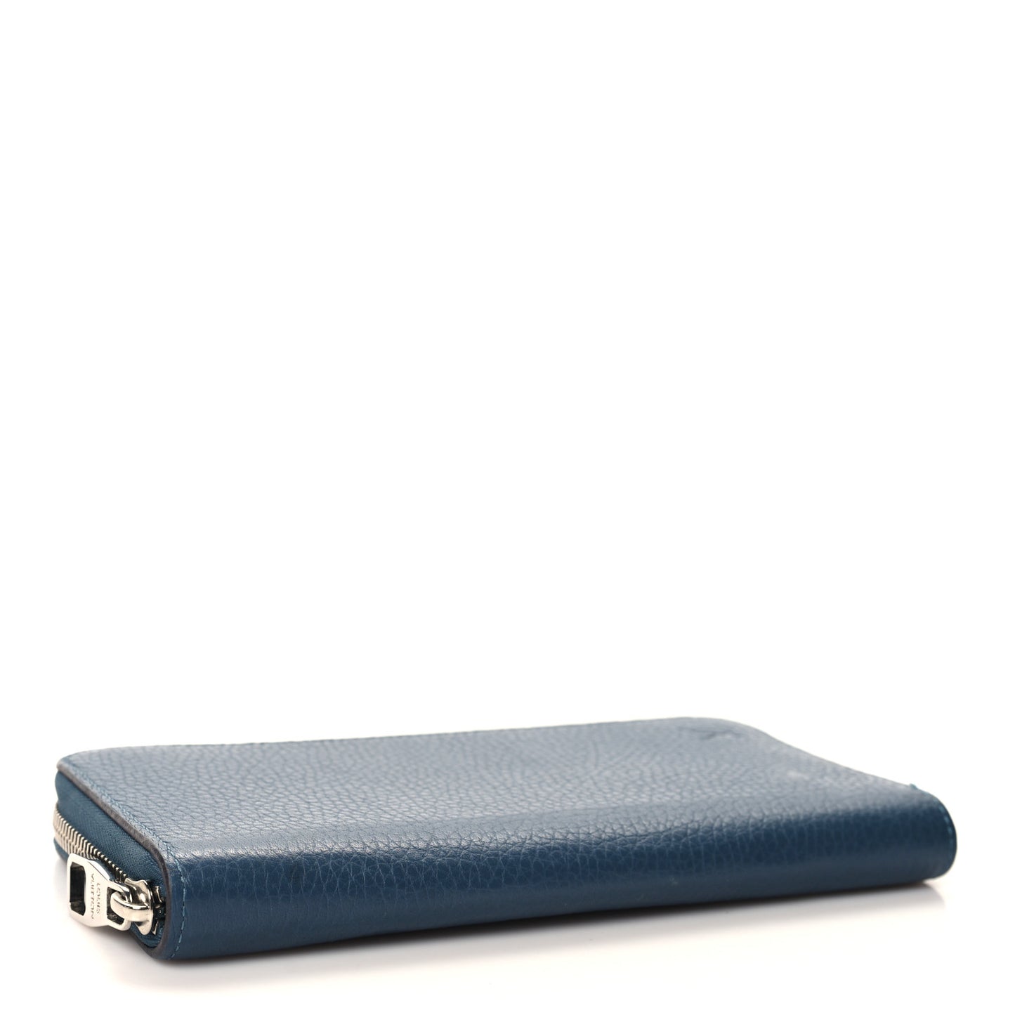 Taurillon Vertical Zippy Wallet Blue Gris