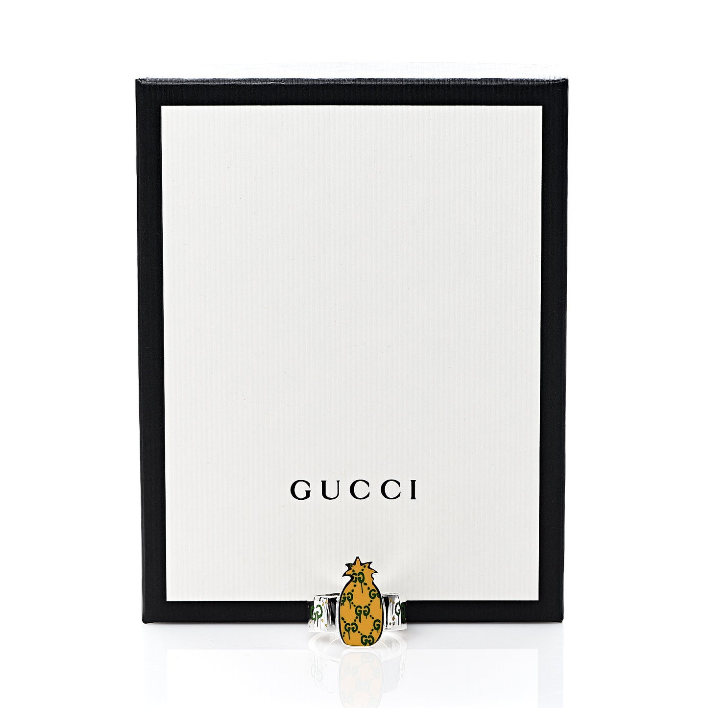 Sterling Silver Enamel GucciGhost Pineapple Ring 63 10.25