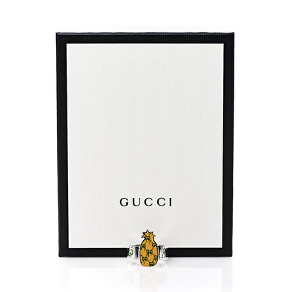 Gucci Sterling Silver Enamel GucciGhost Pineapple Ring 63 10.25 5 of 5