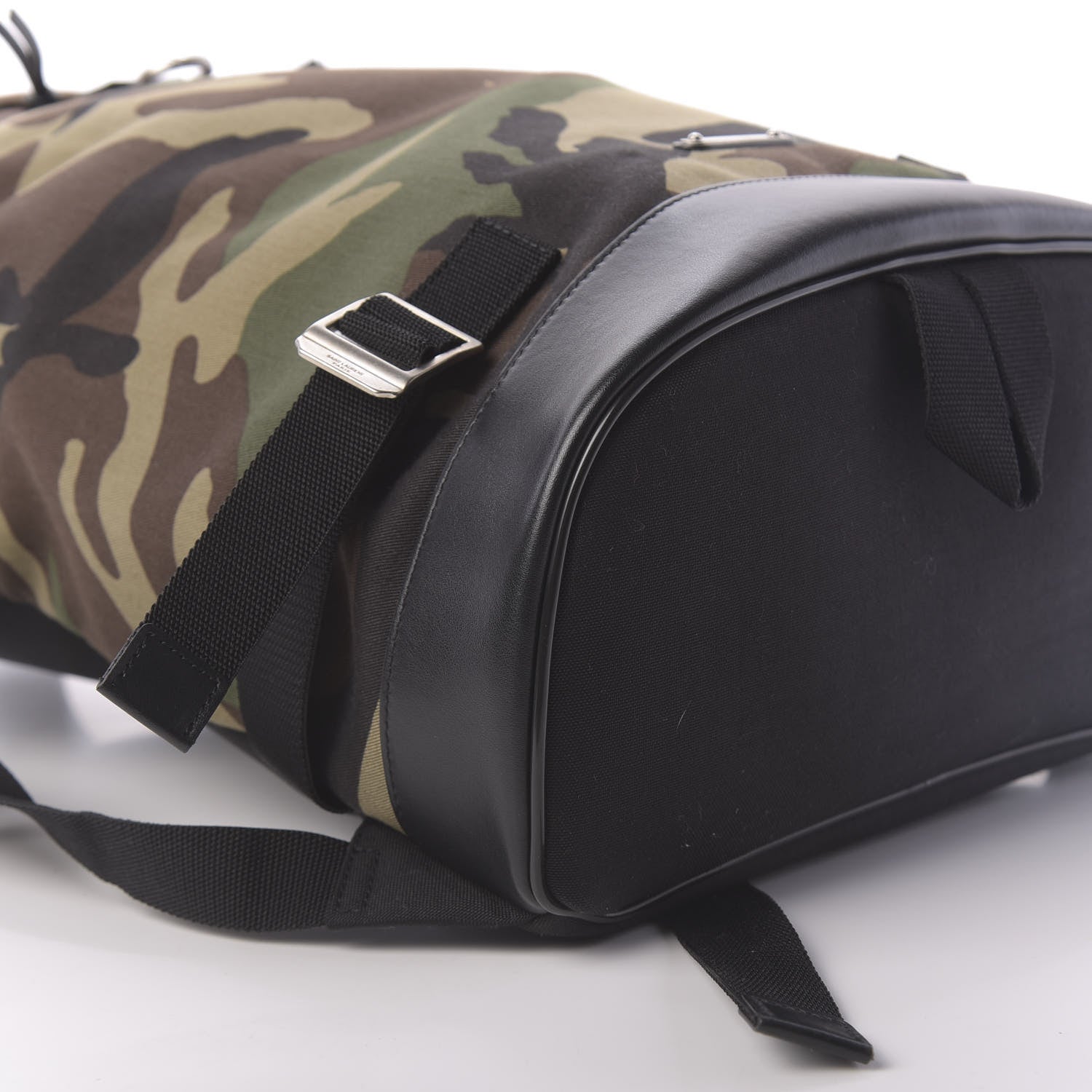 Saint Laurent Canvas Calfskin Camouflage Race Rivington Backpack Kaki Black 5 of 10