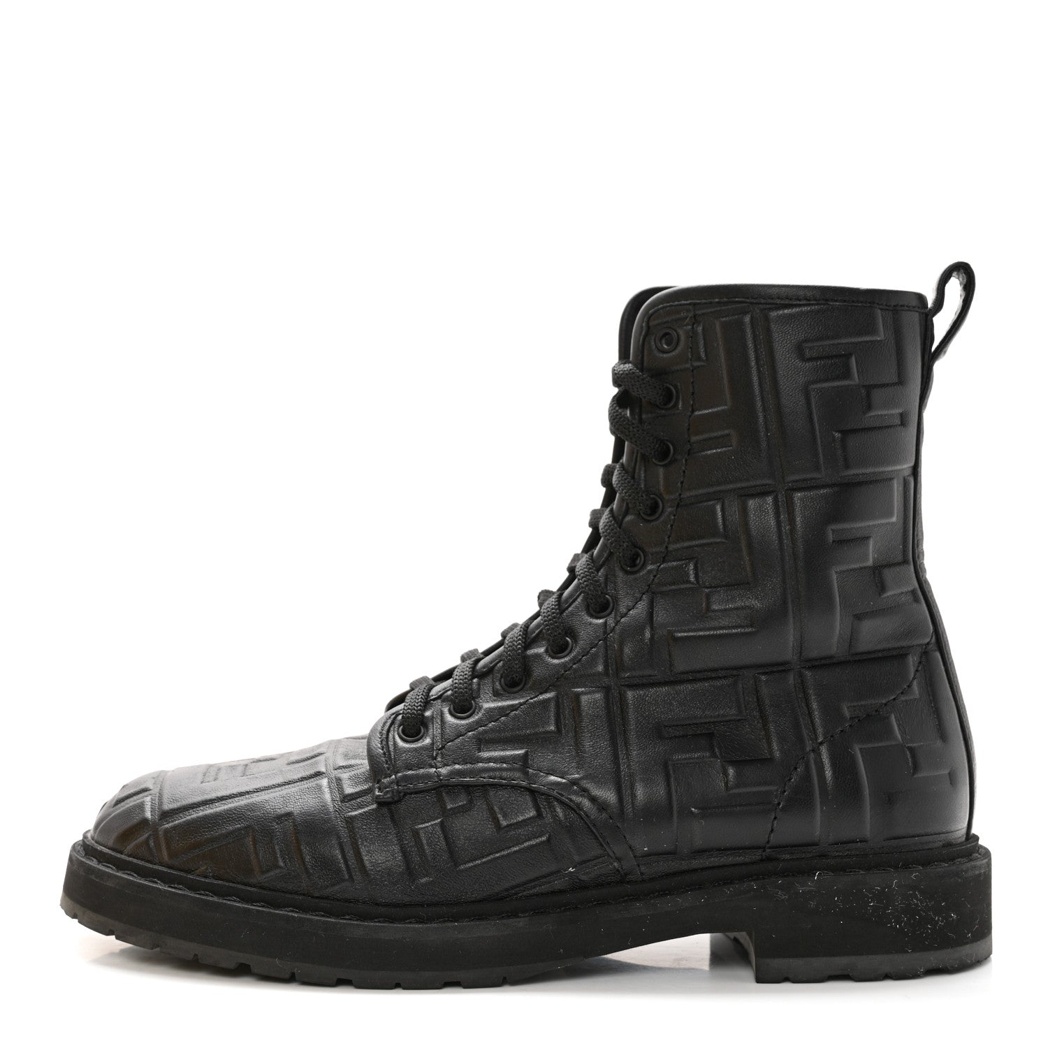 Fendi Nappa FF Embossed Womens Biker Boots 38.5 Black 1 of 11