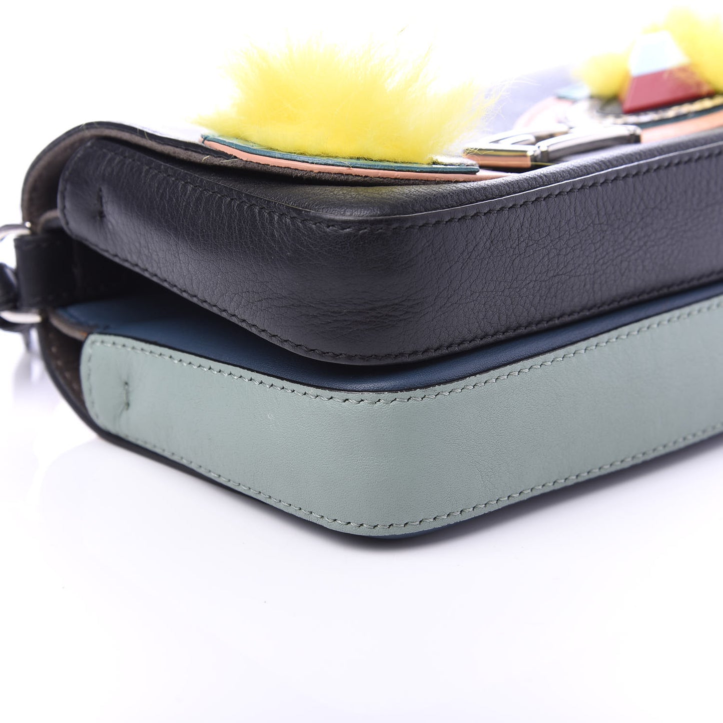 Vitello Dolce Elaphe Ayers Fox Hypnoteyes Studded Micro Double Baguette Black Giallo Multicolor