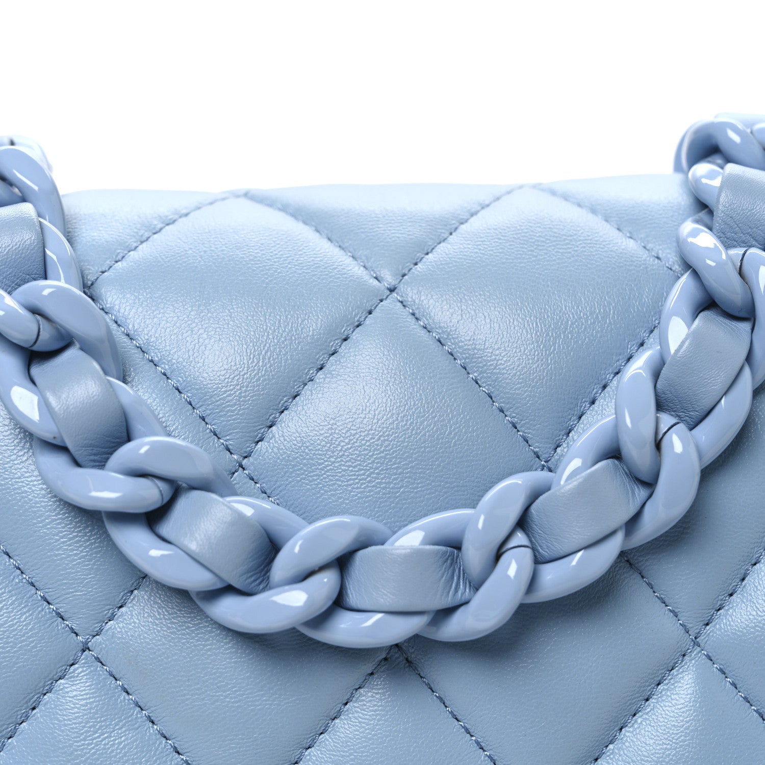 Chanel Lambskin Quilted Small Lacquered Chain Flap Light Blue 7 of 9