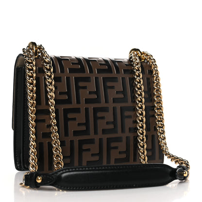 Fendi Vitello Liberty Bi-Color FF 1974 Embossed Small Kan U Shoulder Bag Maya Black 3 of 11