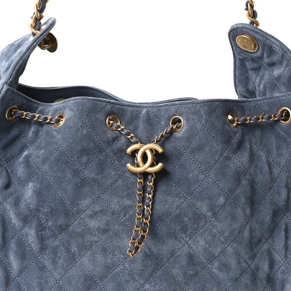 Chanel Suede Quilted Medium Chanel 25 Handbag Blue 9 of 12