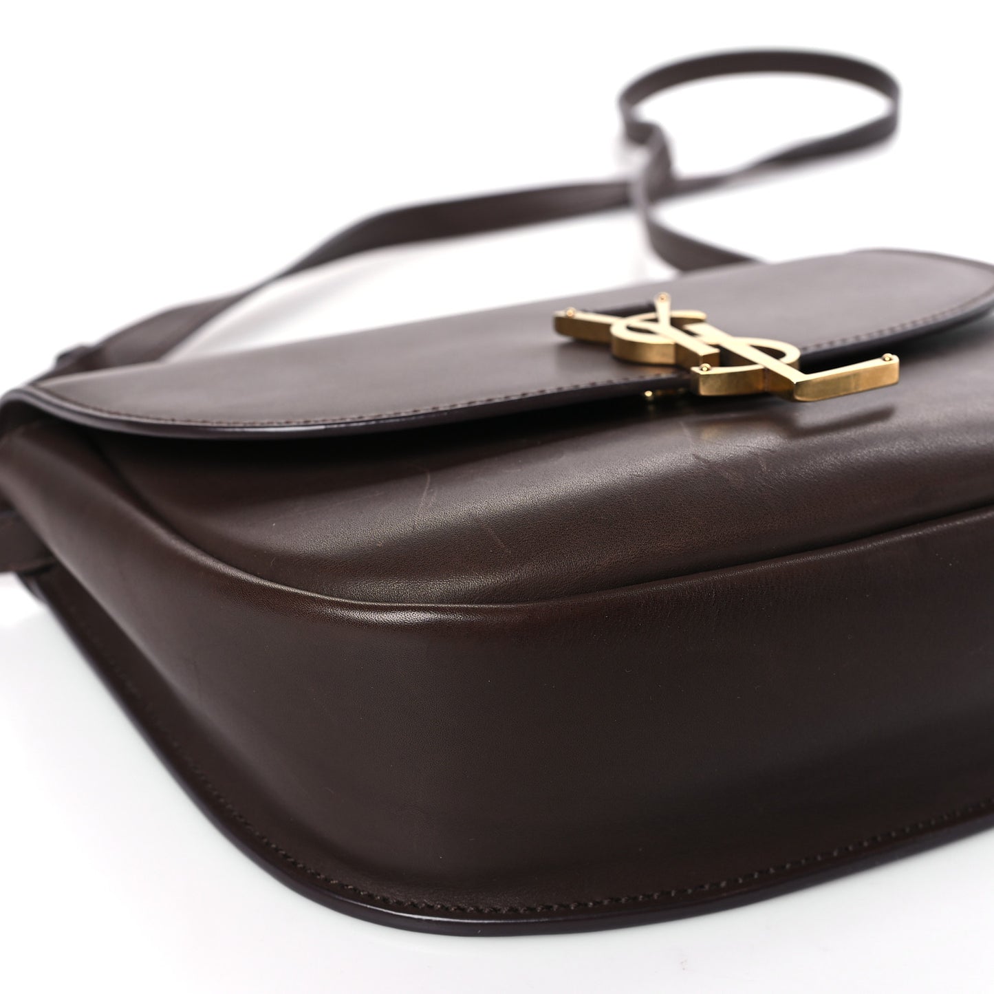 Vintage Calfskin Monogram Medium Kaia Satchel Brown