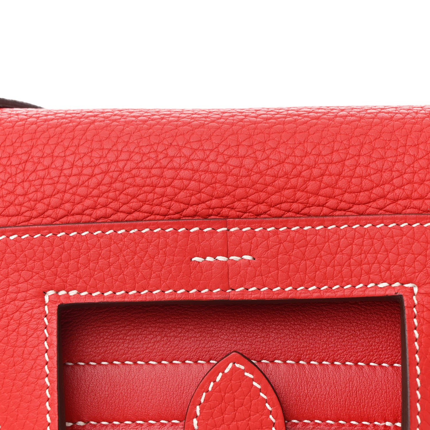 Hermes Taurillon Clemence Verso Halzan 31 GM Rouge Casaque Vermillion 8 of 11