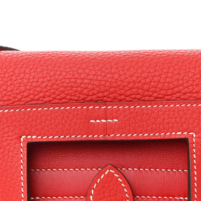 Hermes Taurillon Clemence Verso Halzan 31 GM Rouge Casaque Vermillion 8 of 11