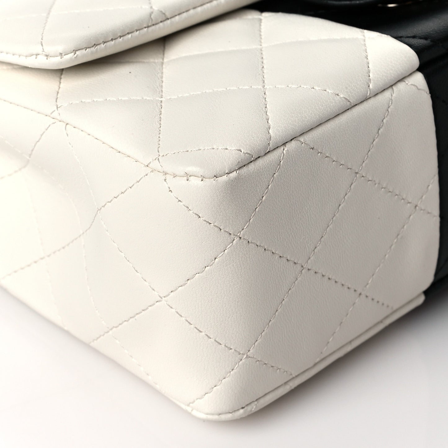 Lambskin Quilted Mini Rectangular Flap White Black