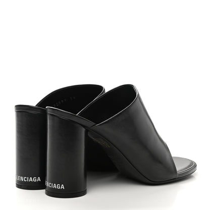 Balenciaga Shiny Sheepskin Oval 90mm Mule Pump 39 Black White 4 of 13