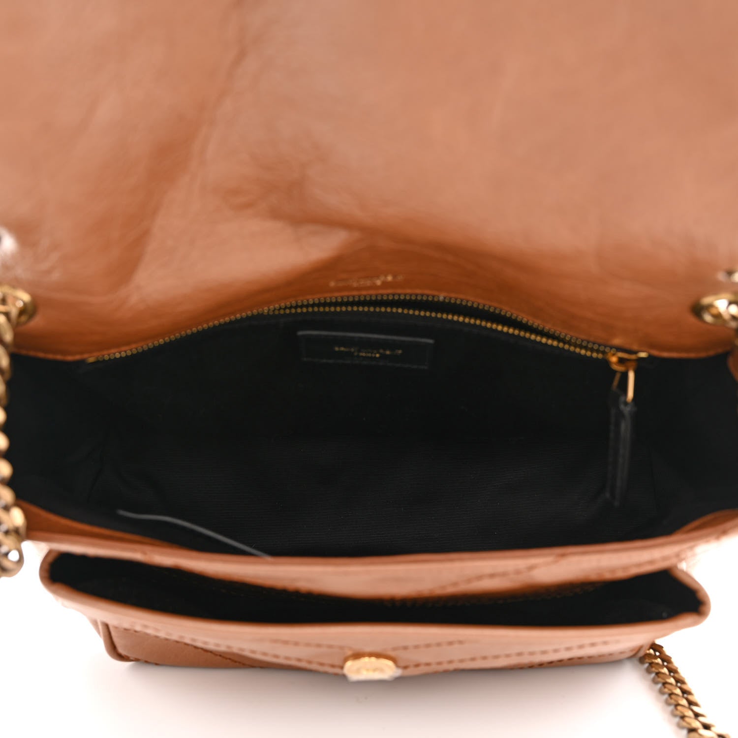 Saint Laurent Crinkled Calfskin Matelasse Monogram Medium Niki Chain Satchel Caramel 5 of 11