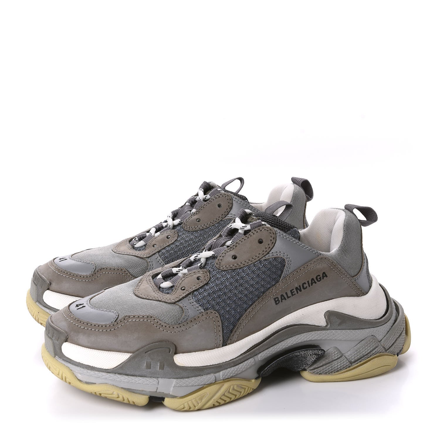Balenciaga Fabric Mesh Mens Triple S Sneakers 41 Beige Bleu Gray 3 of 10