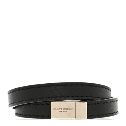 Saint Laurent Calfskin Opyum Double Wrap Bracelet Black 3 of 7
