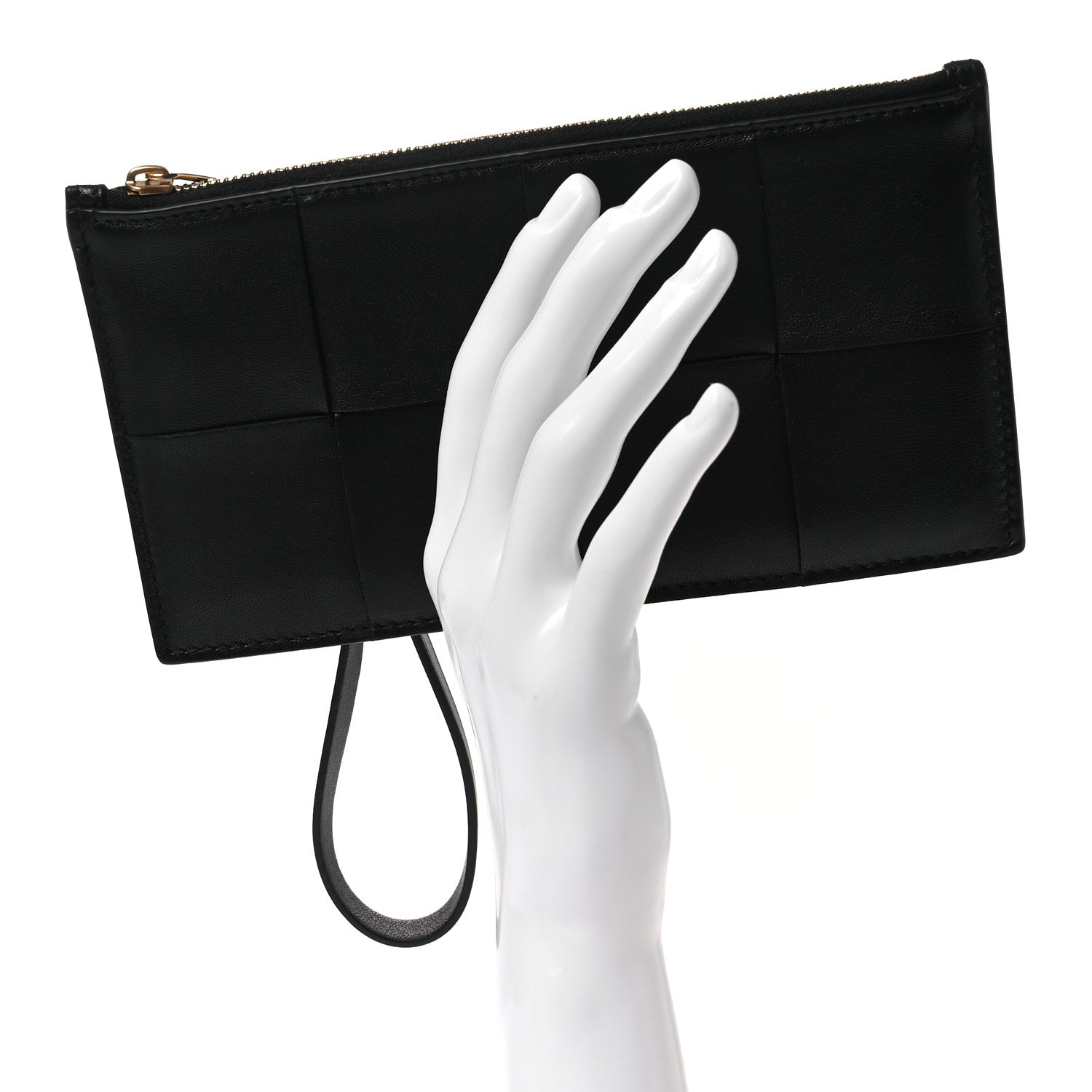 Bottega Veneta Lambskin Maxi Intrecciato Bill Pouch Black Black 2 of 7