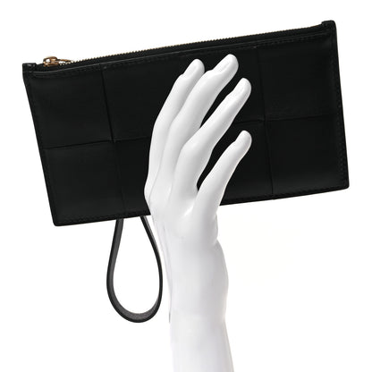 Bottega Veneta Lambskin Maxi Intrecciato Bill Pouch Black Black 2 of 7