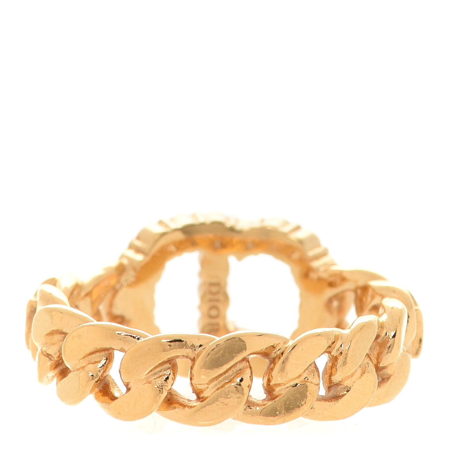 Christian Dior Metal Crystal Danseuse Etoile Chain Ring 54 7 Gold 3 of 5