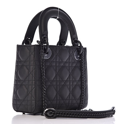Christian Dior Ultra Matte Calfskin Cannage Mini Lady Dior Black 3 of 11