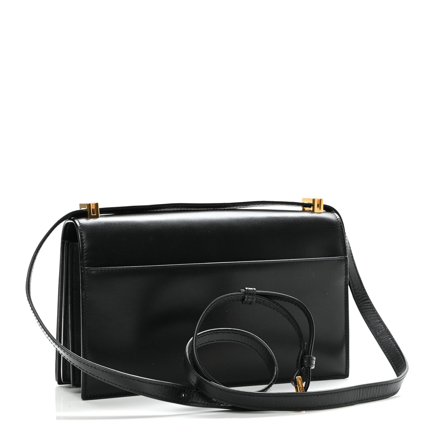 Smooth Calfskin Medium Domino Shoulder Bag Black