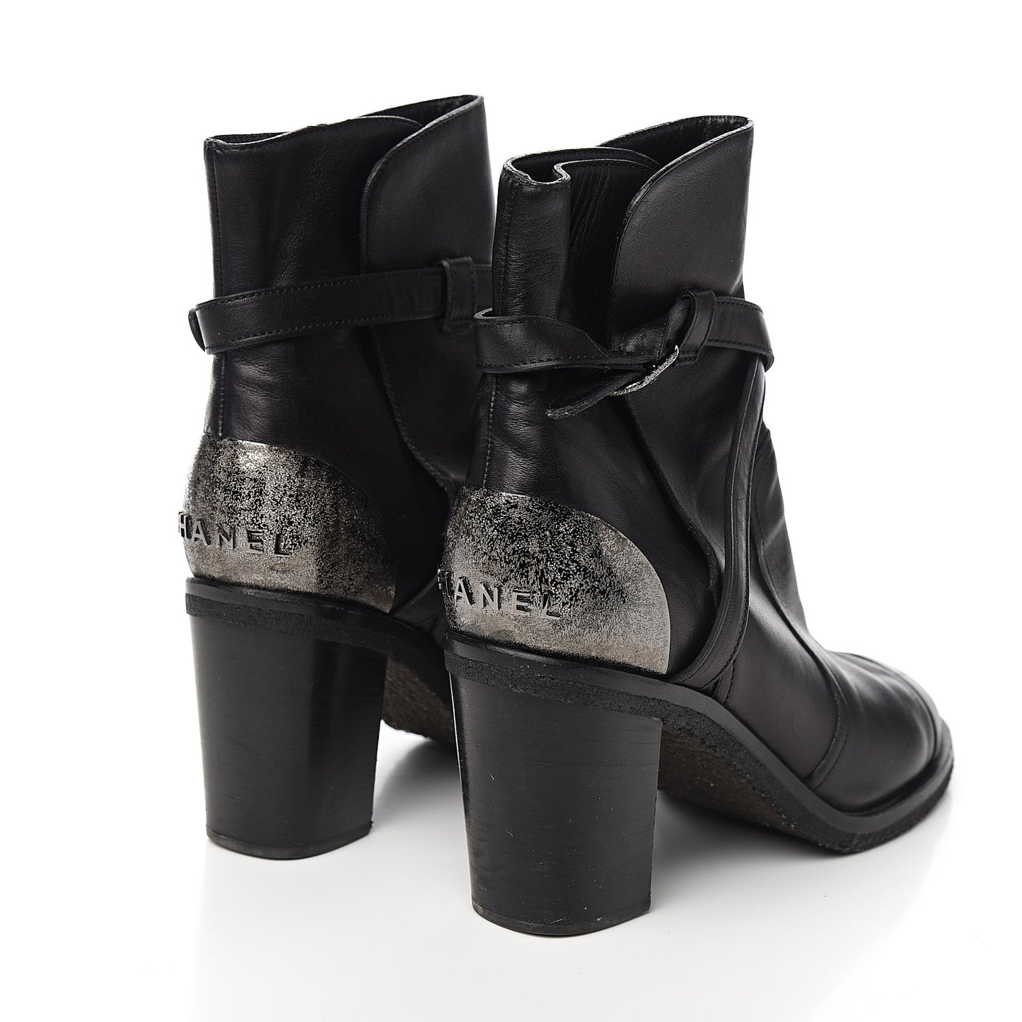 Lambskin CC Buckle Short Boots 39.5 Black