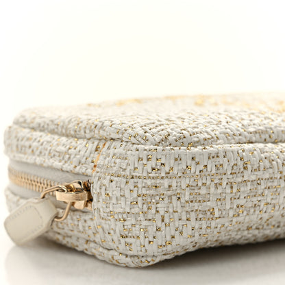 Chanel Woven Straw Raffia Deauville Small Curvy Pouch Cosmetic Case Ivory 8 of 9
