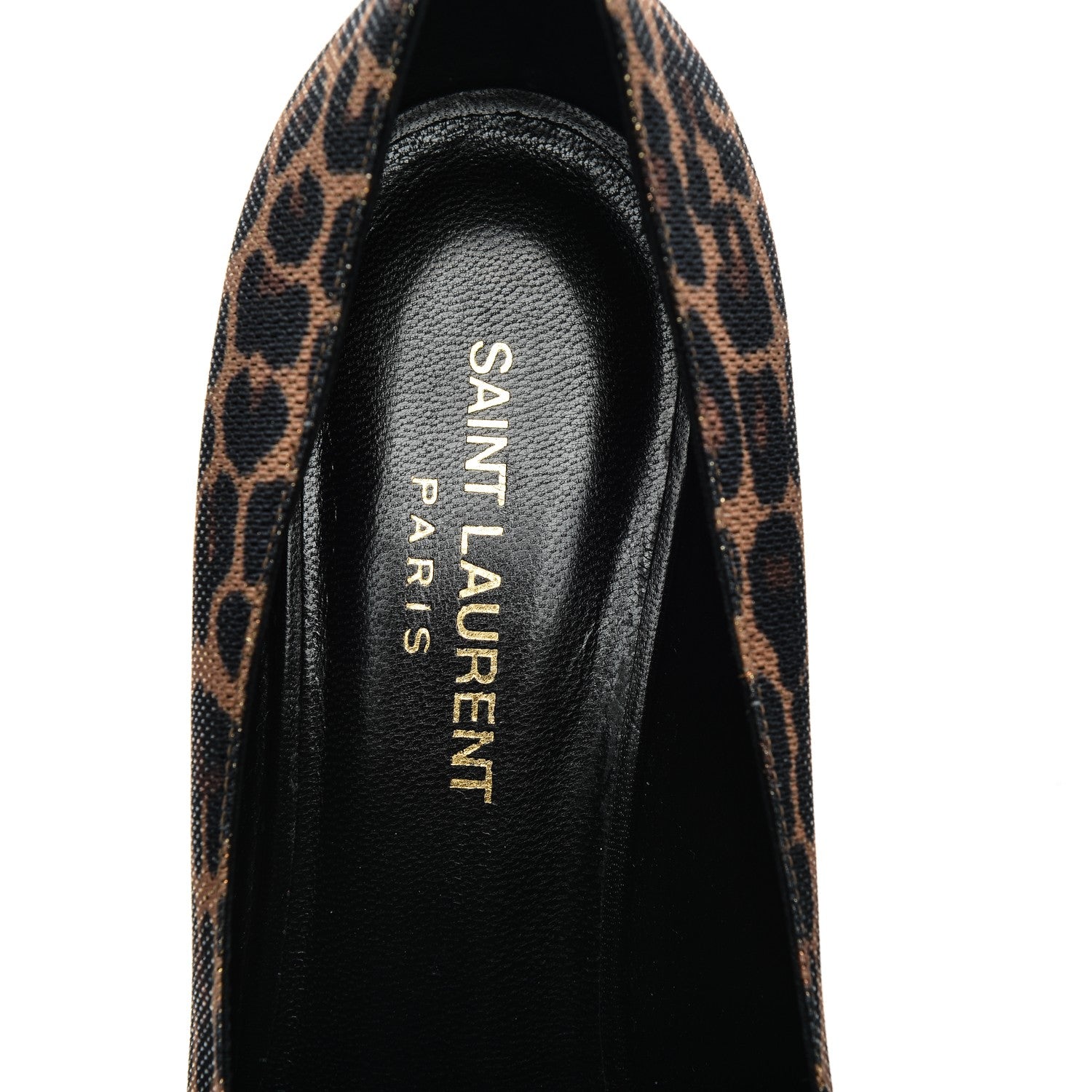 Saint Laurent Leopard Lame Double Cat Pumps 39 Gold 7 of 7